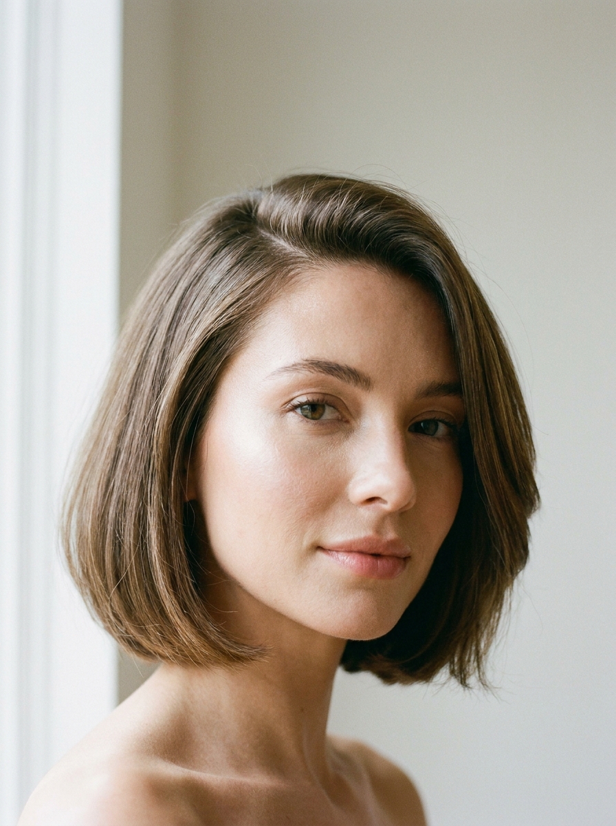Chin Bob mit Side Part als Kurzhaarfrisuren Inspiration 2026